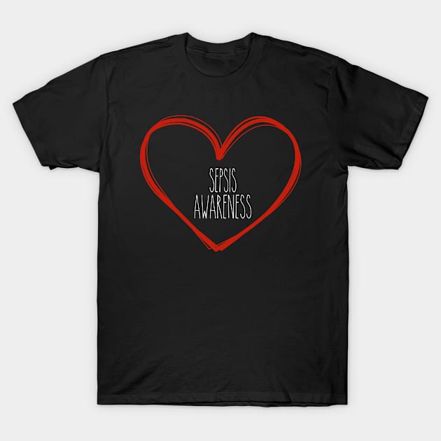 Sepsis Awareness Heart Support T-Shirt by MerchAndrey